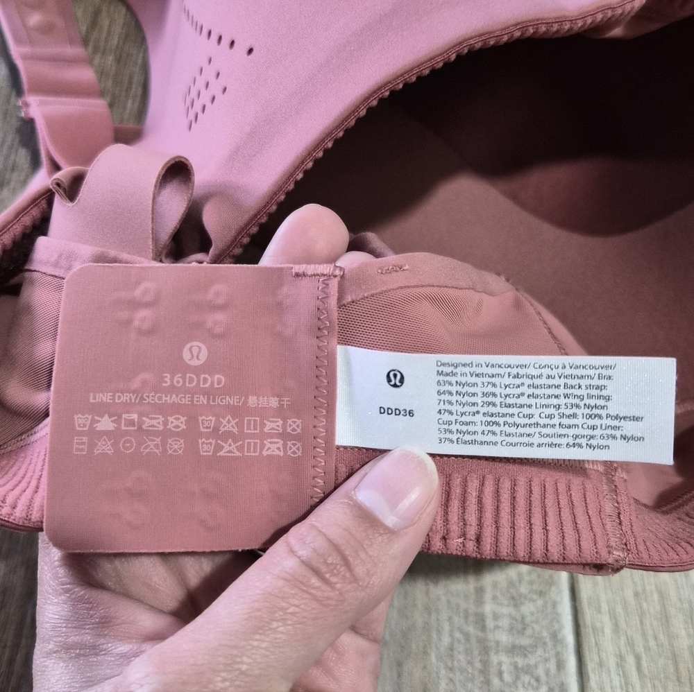 Lululemon AirSupport Bra High Support C-DDD Cups Brier Rose Size 36DDD - Picture 7 of 8